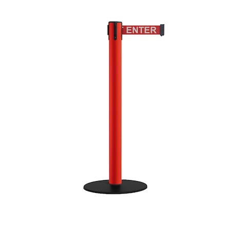 Montour Line Retractable Belt Stanchion, Low Base, 3 Red Post 16' R.Cau.Belt S660-RD-CAURW-160